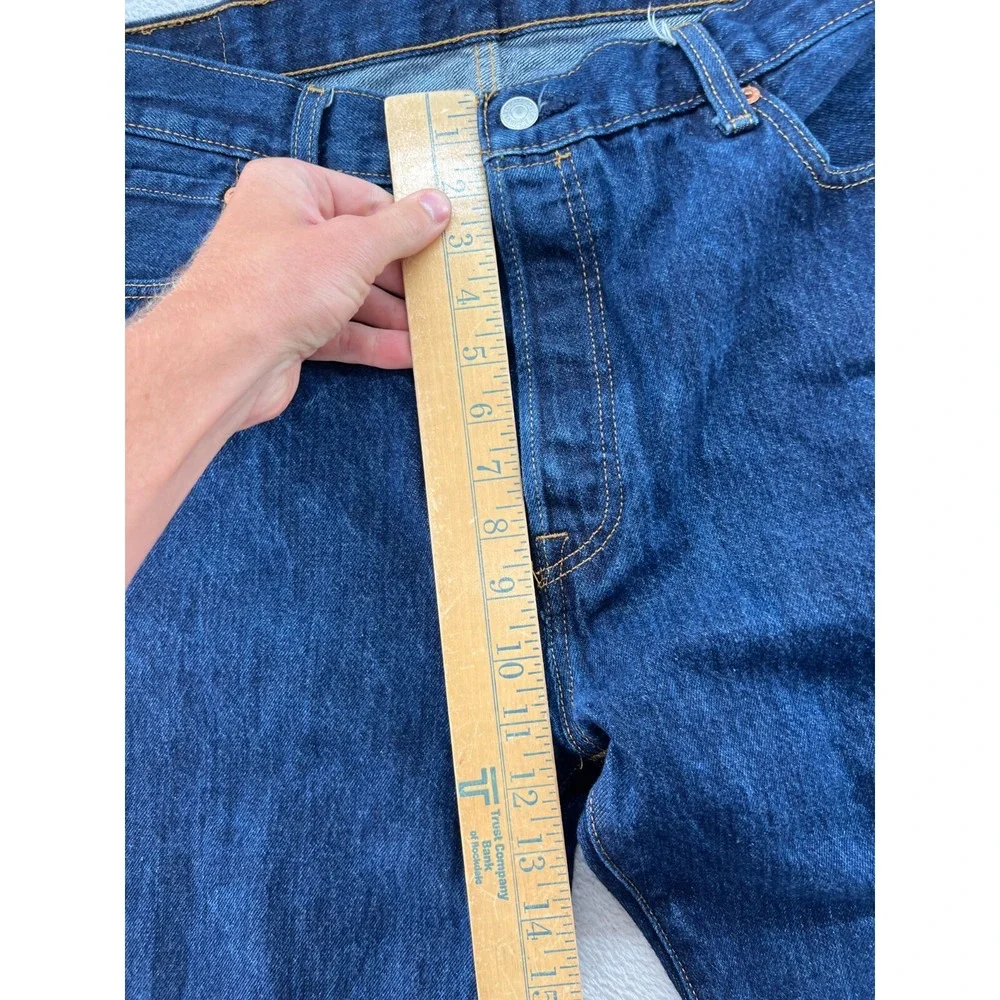 Levis 501 Jeans Mens 36x30 Dark Wash Button Fly Straight Leg Raw Hem
